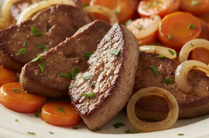 Foie de veau aux oignons et carottes